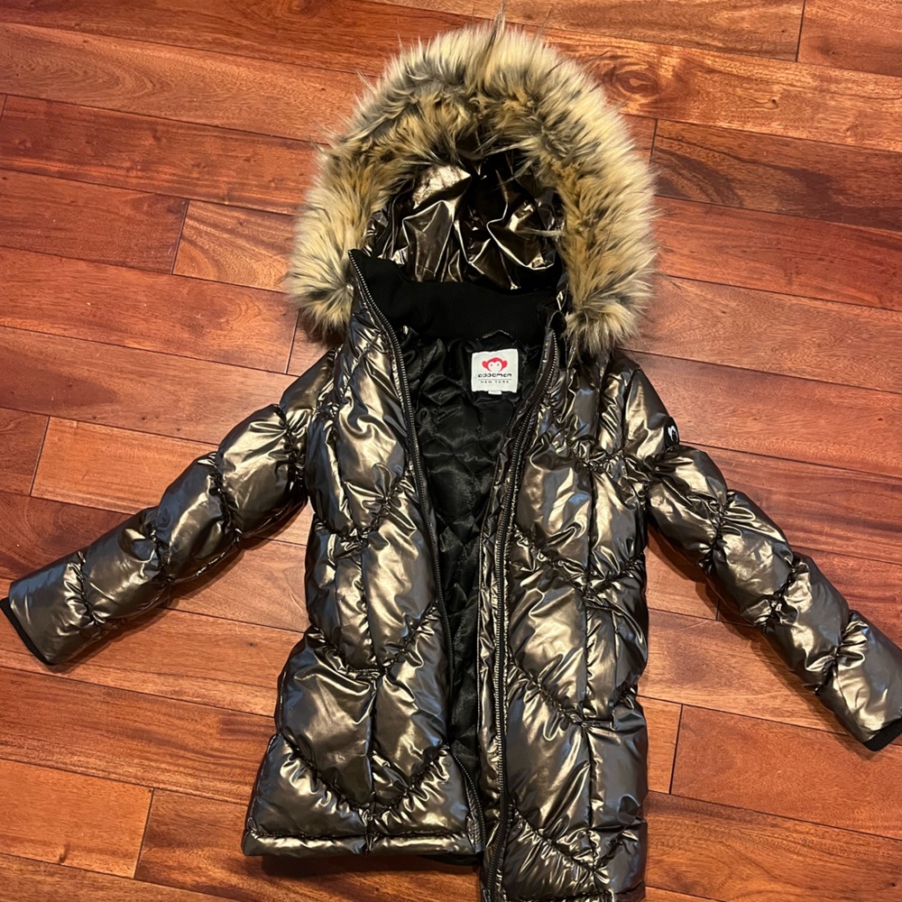 Appaman Shiny Puffer Jacket with Faux Fur Hood